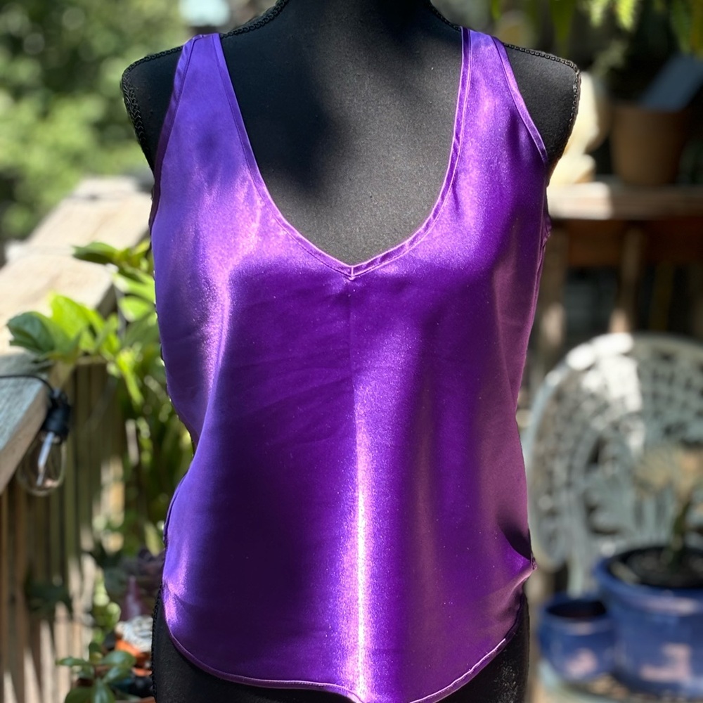 Vintage Satin Purple V Neck Cami